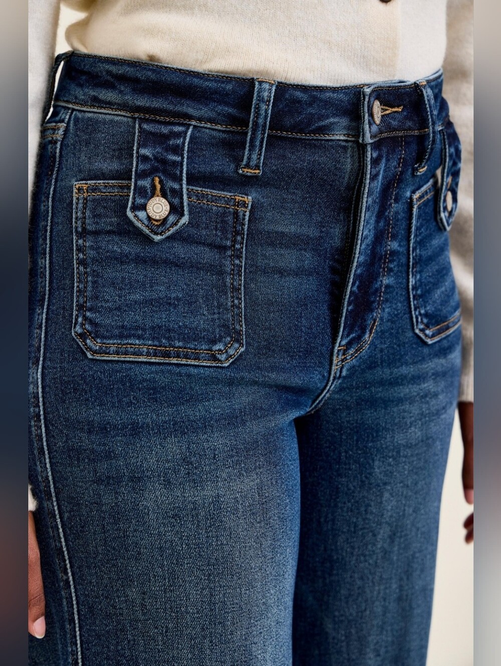 Judy Blue HR LUX Dark Fade Wash Retro Wide Leg Jeans Patch Pockets Various NEW - Picture 9 of 9